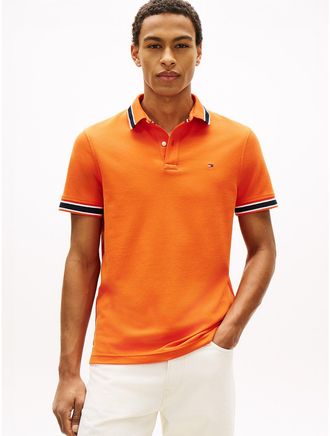 Tommy Hilfiger Mens Regular Fit Tipped Wicking Polo - Orange - XXXL