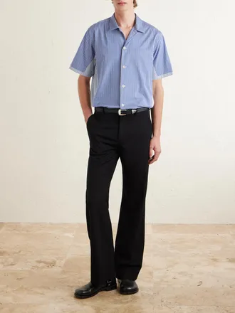 sacai Panelled Striped Cotton-Poplin Shirt