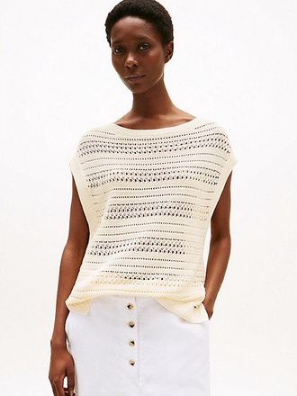 Tommy Hilfiger Crochet Relaxed Sleeveless Boat Neck Jumper