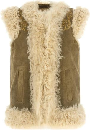 Etro Jassen - Dames - Bodywarmers - Beige - XS - Su&egrave;de - Jassen