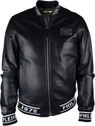 Philipp Plein Leren Bomberjack - Heren - Leren en Su&egrave;de Jassen - Zwart - M - Leer - Jassen