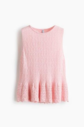 H&M Pointelle-knit Peplum Top in Light Pink at Nordstrom, Size X-Small