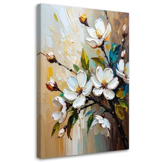 Artgeist Artgeist - Quadro Su Tela, Fiori Bianchi Effetto Pittura Ad Olio - 70x100
