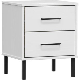 vidaXL Furniture Limited - Mesita De Noche Patas De Metal Madera Maciza