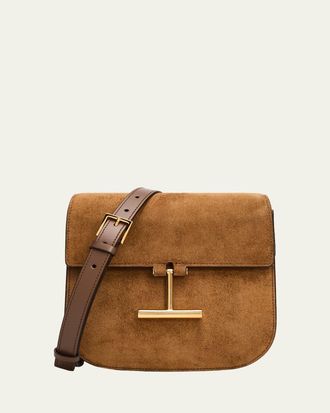 Tom Ford Tara Mini Flap Crossbody Bag in Suede and Leather