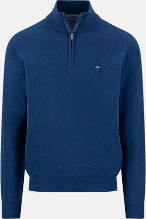Fynch-Hatton Mens Fine Knit Cotton 1/4 Zip Sweater Midnight - Navy - Size: 40