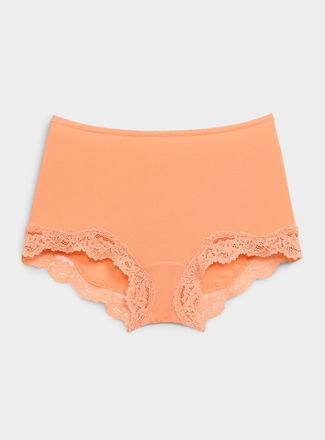 Miiyu Womens Lace trim solid boyshort Nylon and recycled nylon
