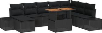 vidaXL Garden Dining Set with Cushion 9 pcs Black, Brown Vidaxl