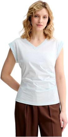 HUGO BOSS Evka 50557376 V-Neck T-Shirt - Dames - T-shirts - Blauw - M - Katoen - Tops