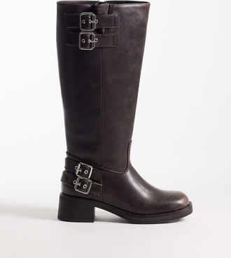 schuh Stivali in similpelle PU marrone con fibbie-Neutro