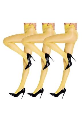 Lechery 7-Pack Glossy Sheer Festival Tights in Yellow at Nordstrom, Size Small