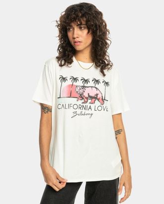 Billabong T-Shirt BILLABONG California Love, Damen, Gr. S, weiss (salt crystal), 100% Baumwolle, Shirts T-Shirt
