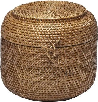 Aquanova Handgefertigter Design Aufbewahrungskorb Cino mit Deckel - Ingwer