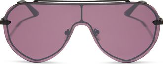 DIFF Eyewear Imani 139mm Gradient Shield Sunglasses in Aubergine With Silver Flash at Nordstrom
