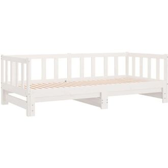 vidaXL Day Bed with Trundle without Mattress White 90x200 cm Solid Wood Vidaxl