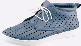 Heine Schn&uuml;rschuh HEINE, Damen, Gr. 36, jeansblau, Glattleder, Leder, Schuhe Schn&uuml;rschuh