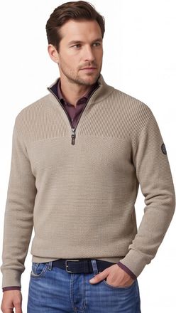 Casamoda katoenen Casa Moda half zip beige trui wijde fit
