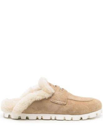 Miu Miu Mules con shearling - Marrone