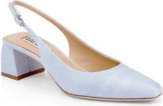 Badgley Mischka Oaklee Block Heel Slingback Pump in Blue Silk at Nordstrom, Size 9.5