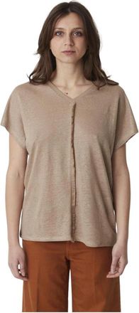Alpha Studio Dames V-hals top - Dames - Overhemden - Beige - L - Overhemden