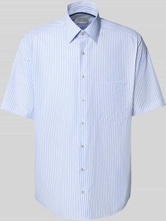 Eterna Comfort Fit Kurzarmhemd mit Knopfleiste in Bleu, Größe 40