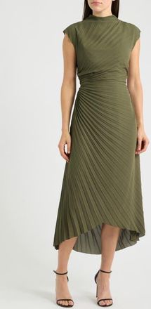 AllSaints Rayanna Sunray Pleated Dress in Forest Green at Nordstrom, Size 10