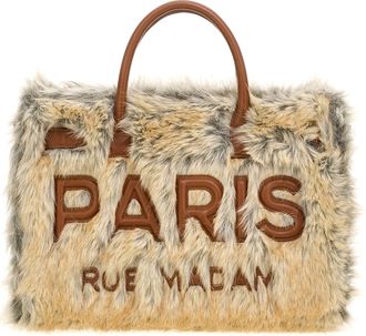 Rue Madame Par&iacute;s Rectangular Multi-Toned Faux Fur Tote with Leather Accents