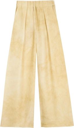 Cortana Silk Palazzo Broeken - Dames - Wijde Broeken - Geel - XS - Broeken