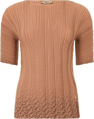 Herno Fitted Short-Sleeve Top With Texture - Dames - Blouses - Beige - L - Leer - Overhemden