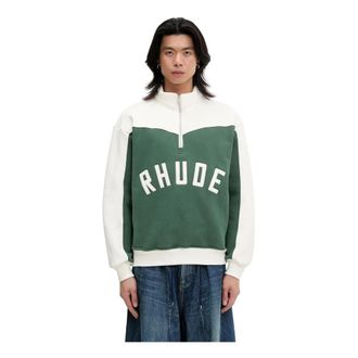 Rhude Hoodies & sweatvesten, Heren, Groen, L, Katoen, Monaco Quarter-Zip Sweatshirt