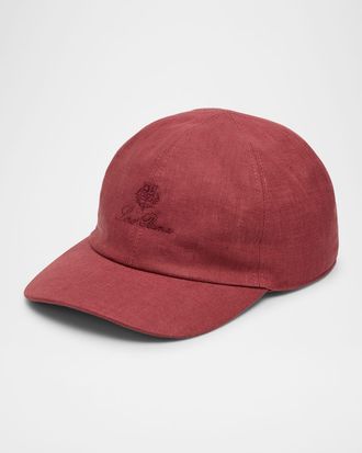 Loro Piana Mens Linen 6-Panel Baseball Hat