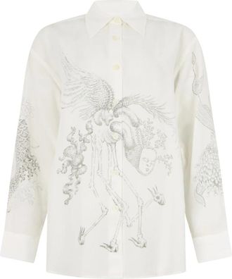 Our Legacy Favoriete Blouse Puntenslijper Allegorie Print - Dames - Overhemden - Wit - 4XS - Overhemden
