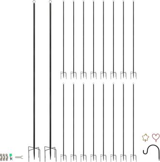 Harbour Housewares Outdoor Iron Festoon Poles - 0.6-2.5M - Black - Pack of 18 | Size: 18 Pack