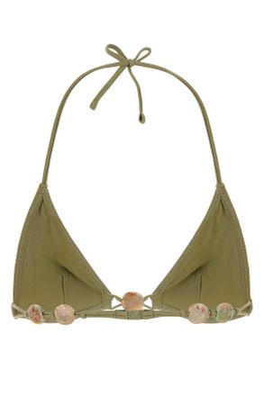 Eres Womens Sage Green Stretch Nylon Alva Bikini Top Alligator Exterior: Elastane Costumi Da Bagno Swimwear
