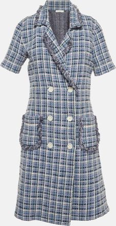 Sandro Purple Tweed Double Breasted Mini Dress