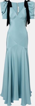 Rodarte Vestido largo de sat&eacute;n de seda con lazo