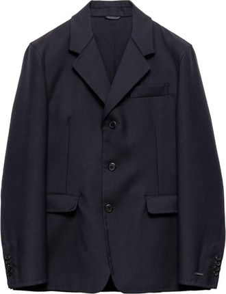 Prada Blazer a tre bottoni con revers classici - Blu