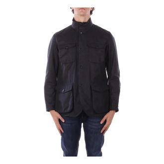 Barbour Jassen, Heren, Blauw, L, Katoen, Blauwe Jassen met Voorlogo