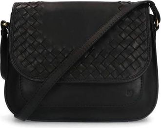 Manfield leren crossbody tas zwart