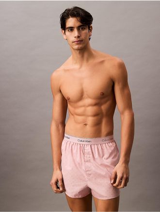 Calvin Klein Mens Icon Cotton Stretch V-Day Slim Boxer - Light/Pastel Red - XL