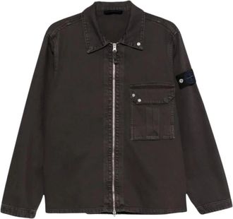 Stone Island Overshirt - Heren - Zomerjassen - Bruin - L - Katoen - Jassen