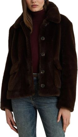 Lauren Ralph Lauren Faux Fur Jacket in Circuit Brown at Nordstrom, Size X-Small