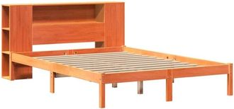 vidaXL Bookcase Bed without Mattress Wax Brown 150x200 cm King Solid Wood Pine Vidaxl