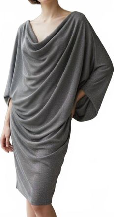 Xscape Elegant Drape Back Scuba Crepe Dress In Charcoal