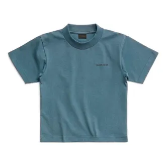 Balenciaga Logo Print Cotton T-Shirt Blue 681864TOVK74005