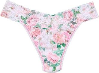 Hanky Panky Printed Signature Lace(r) Original Rise Thongs Womens Underwear Rococo Rose (Pink), Lace/Nylon