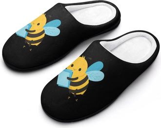 Generic Cute Bee Funny Mens Cotton Slippers Soft Non-Slip Rubber Sole House Slipper Indoor Outdoor