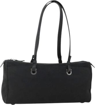 Ferragamo Pre-owned Shoulder Bags, female, Black, Size: ONE SIZE Pre-owned Canvas Shoulder Bag