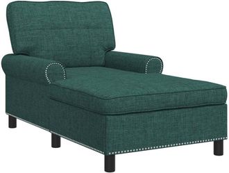 vidaXL Chaise Lounge with Cushion Dark Green 91 x 157 x 91 cm Fabric vidaXL