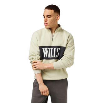Jack Wills Heren Logo Zip Neck Relaxed Fit Sweatshirt (Pistachio)